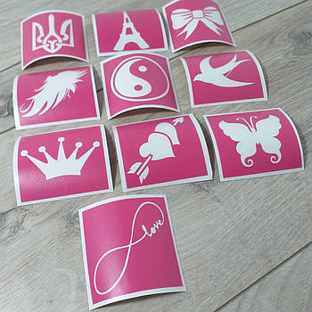 Набір трафаретів для біотату Fresh Tattoo 6*6 см 10 шт./1уп (KG-11304)