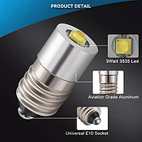 Потужна Led лампочка для ліхтарика Е10 3W 4-24V 6000k холодне світло