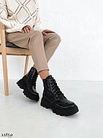Женские черные ботинки натуральная лаковая кожа Деми