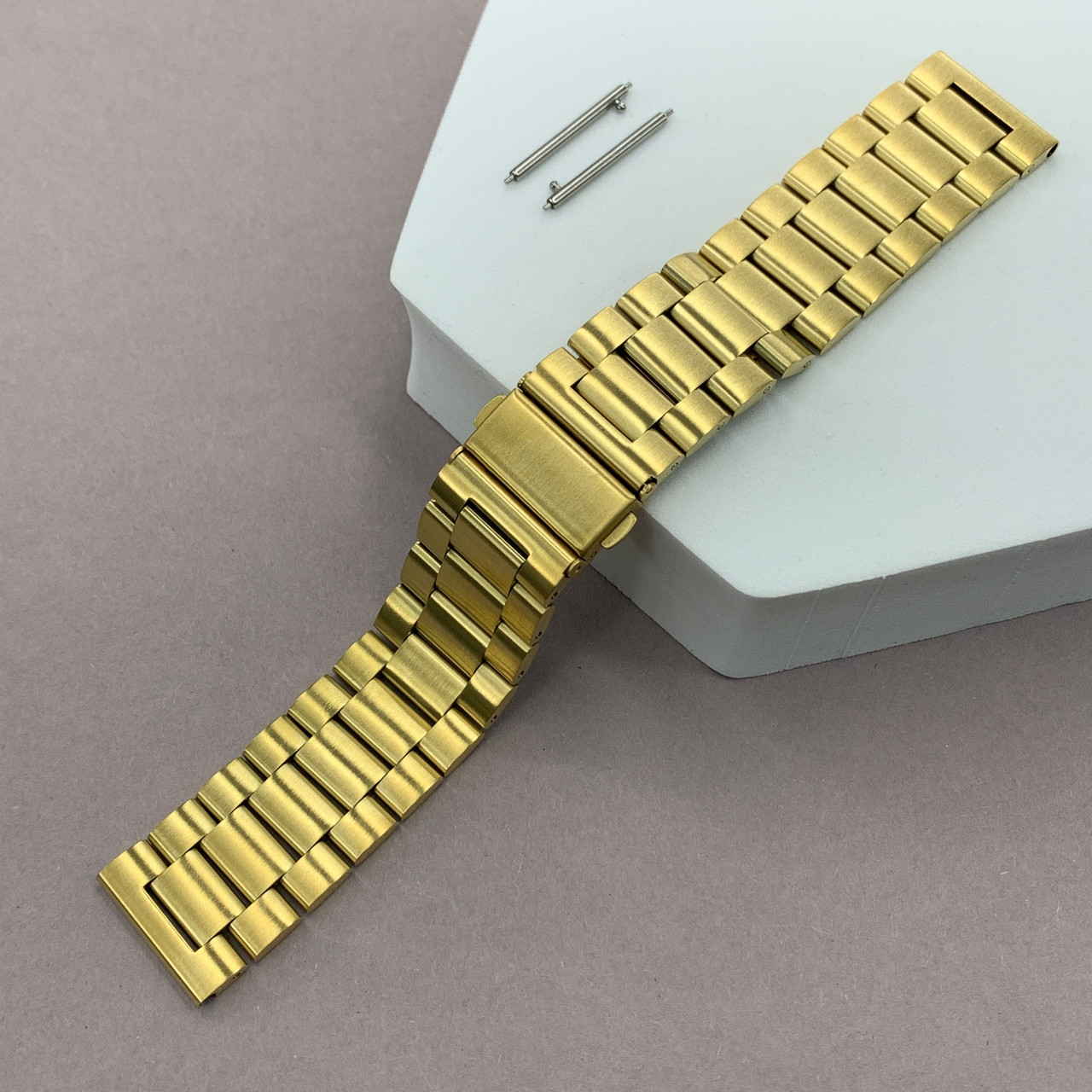 Ремінець 22 мм для Xiaomi Amazfit Pop 3S металевий блоковий ремінець на годинник сяомі амазфіт поп 3с золотий stl