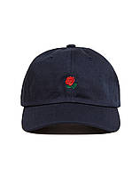 Синя кепка з червоною трояндою чоловіча бейсболка The Hundreds Rose бавовняна коттонова на літо