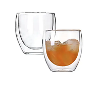 Набор стаканов с двойными стенками для американо эспрессо 250мл Edenberg 2шт, стакан с двойным дном