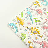 Сатин "Техно-динозаври" на білому тлі No 160-313 з, фото 7