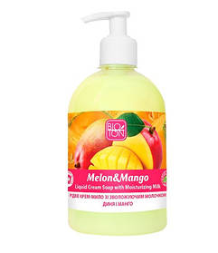 Рідке крем-мило Диня та манго зі зволожувальним молочком 1000 мл ТМ Bioton cosmetics