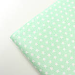 Сатин "Зірки загострені" білі на м'ятно-салатовому тлі No 160-354 с, фото 7