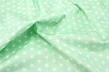 Сатин "Зірки загострені" білі на м'ятно-салатовому тлі No 160-354 с, фото 3