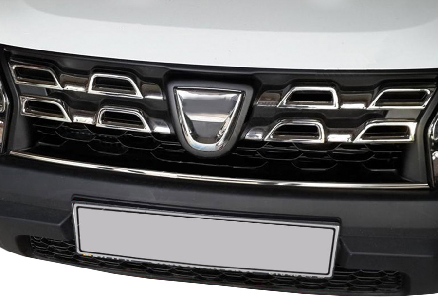 Смужка на решітку радіатора 2014-2018 (нерж.) для Dacia Duster рр від VLF комп., фото 1