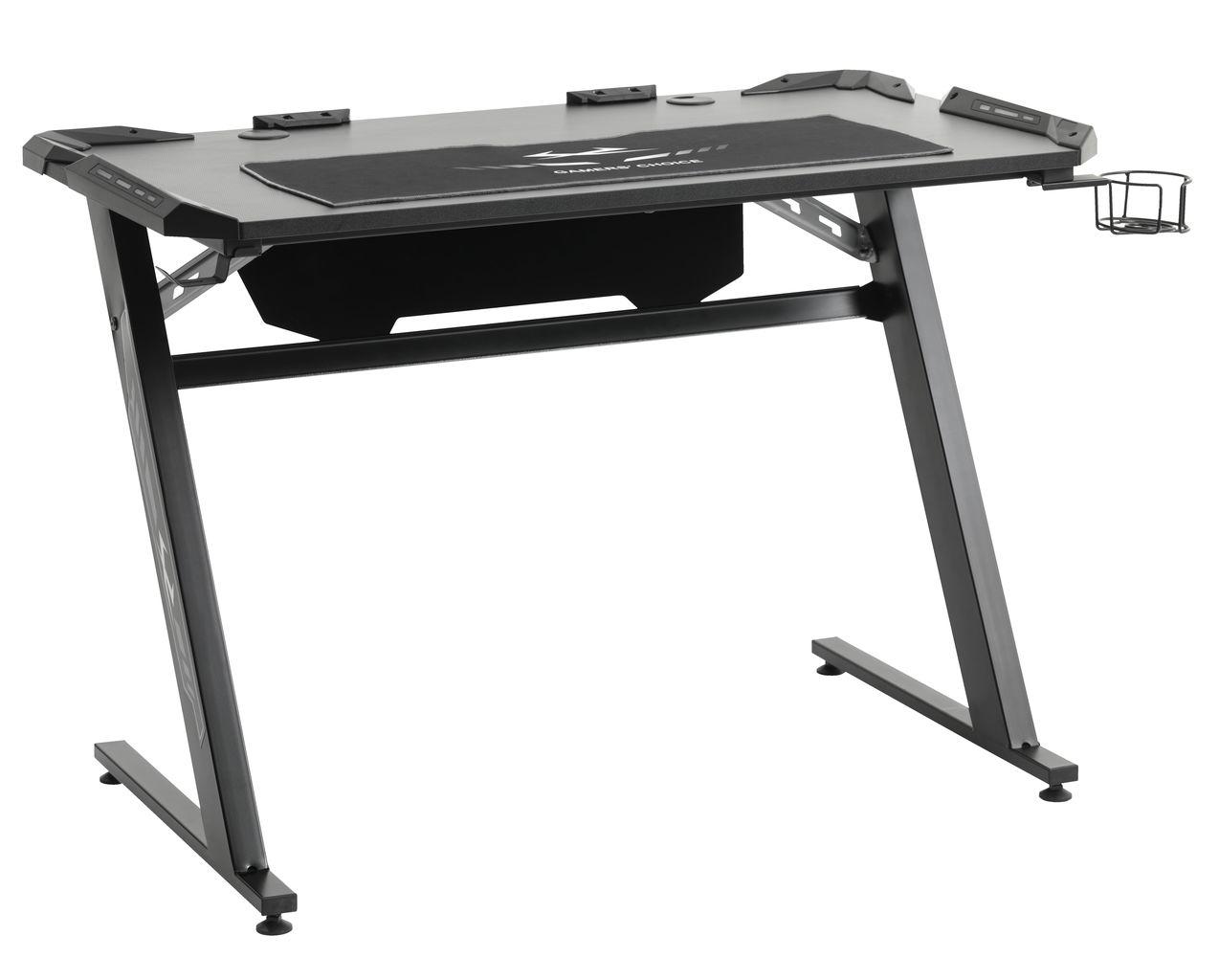 Стіл ігровий, геймерський - комп'ютерний з різнокольоровою LED-підсвіткою та тримачами для чашки й навушників hotdeal, фото 1