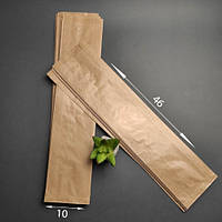 Пакет бумажный крафтовый для багета, крафтовый пакет без ручек, 10*46*4 см (кратность заказа - 100 шт)