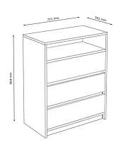 Комод на 3шухляди колір білий/бетон. hotdeal, фото 2