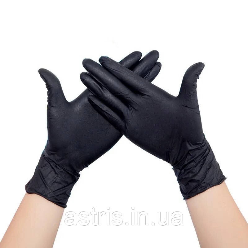 Перчатки нітрилові Tofix (упаковка 100 шт.) Чорні XS/S/M/L