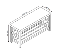 Банкетка 100см метал/чорнийс двома поличками hotdeal, фото 2