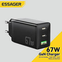 Зарядное устройство Essager GaN 67W, быстрая зарядка PD3.0, QC3.0 + Кабель в подарок