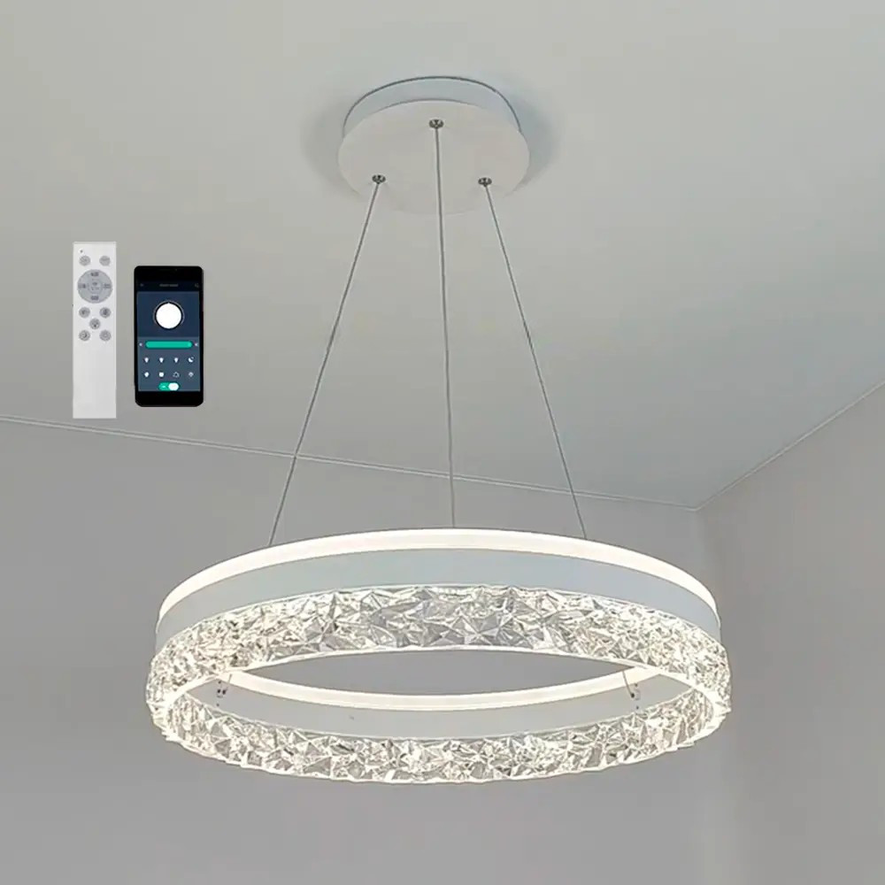 Керована світлодіодна люстра Esllse STELLA ICE 80W R-APP-500x1200- WHITE/CLEAR-220-IP20