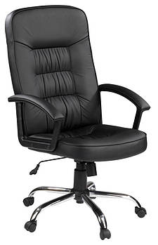 Крісло офісне Штучна шкіра та хромована металева основа чорне, hotdeal