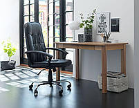 Крісло офісне Штучна шкіра та хромована металева основа чорне, hotdeal, фото 3