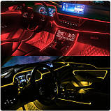 Оптична універсальна стрічка 2 метри 2 діода LED RGB підсвічування салону автомобіля з блютуз керуванням, фото 5