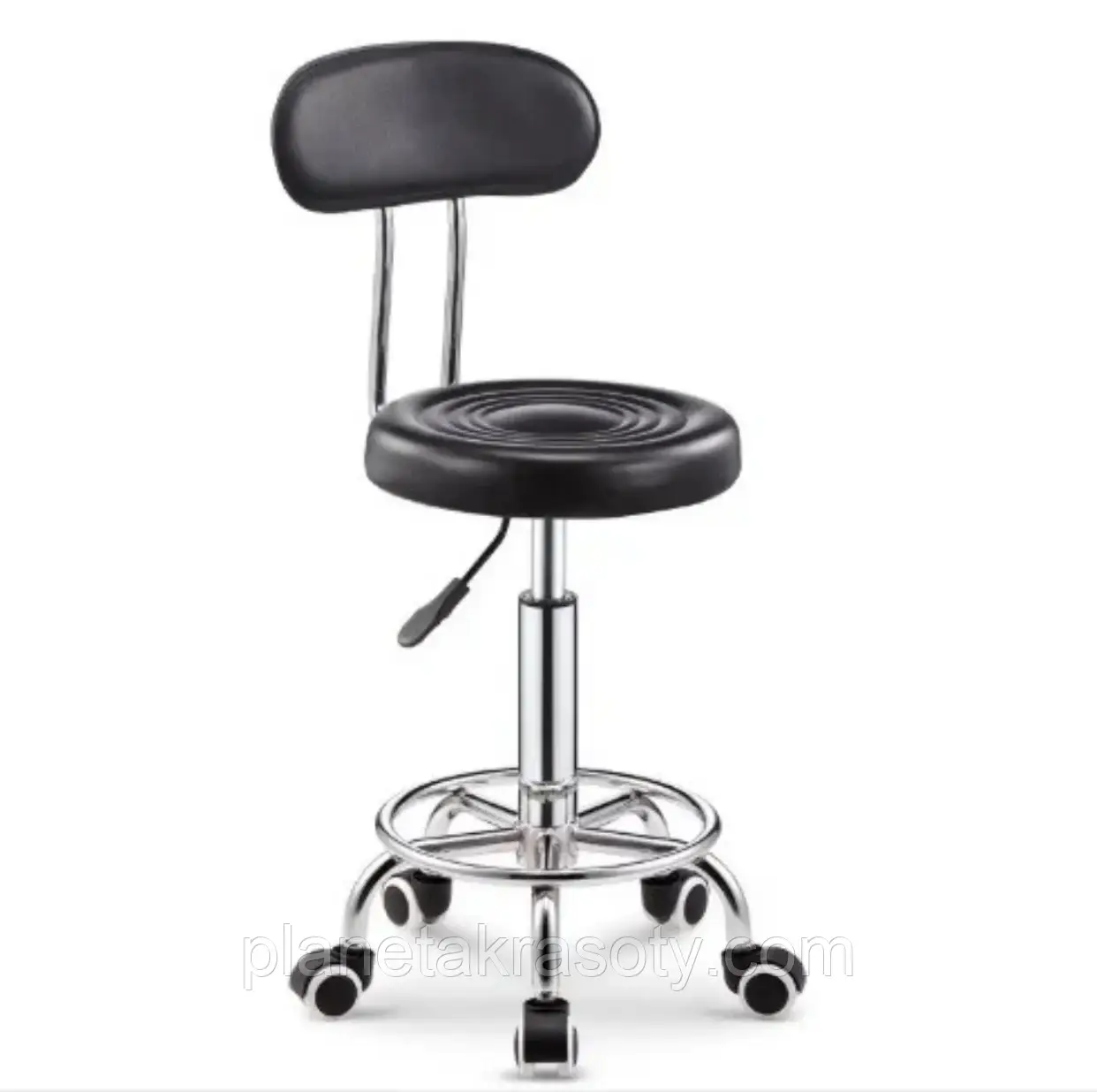 Стілець для майстра манікюру та педикюру зі спинкою чорний, фото 1