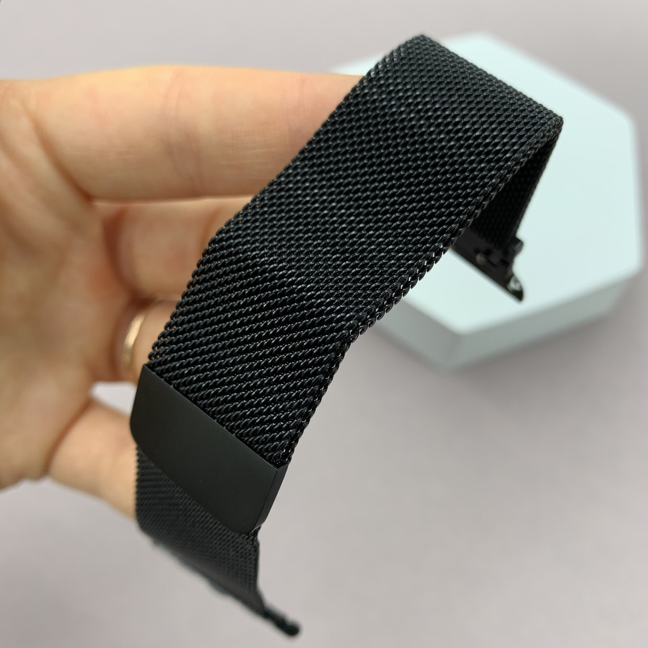 Ремінець металевий для Samsung Galaxy Watch 4 46mm міланська петля для самсунг вотч 4 чорний o7g