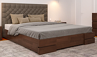 Двуспальная Кровать ''Камелия'' , узор обивки - квадрат, материал - бук