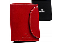 Большой женский кожаный вертикальный RFID кошелек в классическом стиле на защелке красный