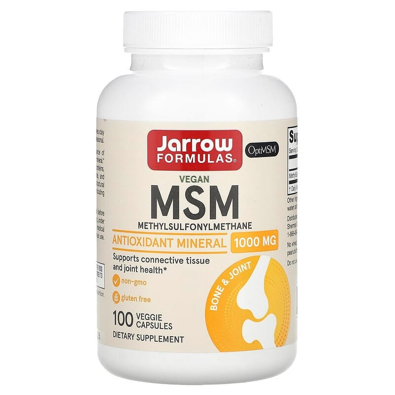 Метилсульфонілметан, Jarrow Formula "MSM" 1000 мг, здоров'я суглобів (100 капсул)