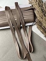 Стрейчева бейка резинка із блиском (пополамка), 15 мм, Мокко