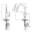 Кран кухонний з висувною лійкою Kroner KRP Graz - GRP030-T, змішувач на раковину в кухню, фото 3