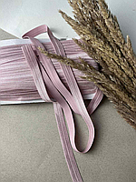 Стрейчева бейка резинка із блиском (пополамка), 15 мм, Світло-рожева