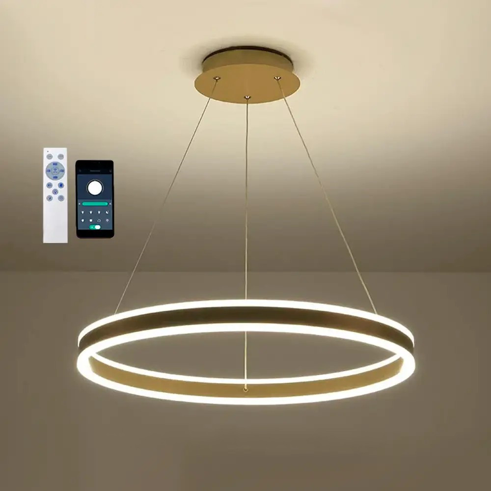 Світлодіодна люстра Esllse підвісна з пультом і застосунком STELLA 96W R-APP-600Х1200-GOLD/WHITE-220-IP20