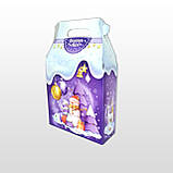 Коробка для новорічних солодких подарунків Будиночок великий фіолетовий 600-700 г. Н59, фото 3