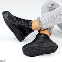 39 р.-25 см. Женские зимние ботинки хайтопы на платформе, натуральная кожа черного цвета на меху