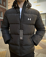Куртка зимняя мужская Under Armour черная плащевка качественная, Курточка с утеплителем био пух на молнии