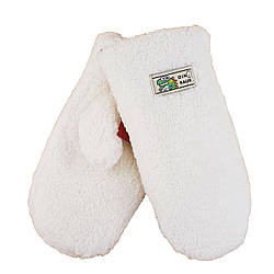 Рукавиці дитячі тедді з хутром Dinosaur 8-12 років зима білий