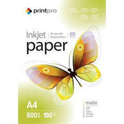 Фотопапір PrintPro матова 190 г/м2 A4 500 л (PME190500A4)