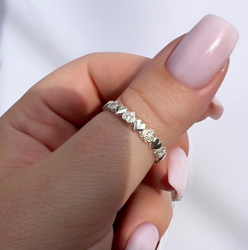 Женское серебряное кольцо с сердечками "Дорожка к сердцу" Колечко из серебра для любимой - фото 3 - id-p1880645101