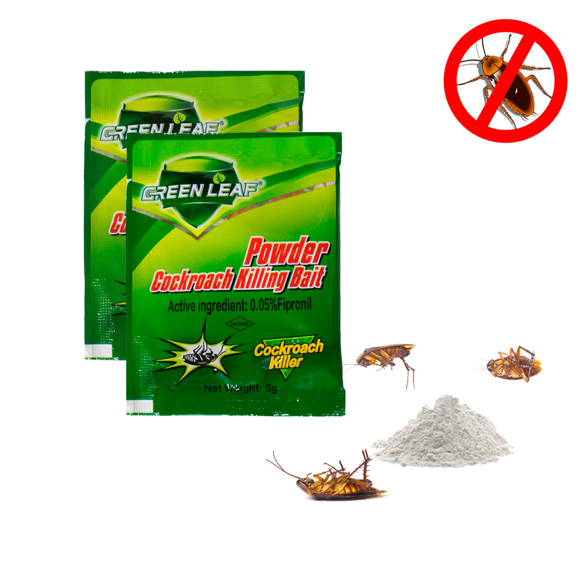 Комплект: средство от тараканов Green Leaf Powder Cockroach Killer 2шт. порошок от тараканов в квартире (NS) - фото 1 - id-p1985860083