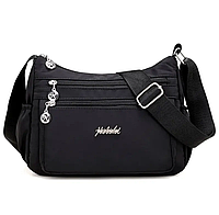 Жіноча сумка через плече, містка сумка жіноча з регульованим ремінцем чорна