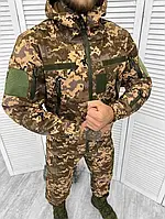 Качественный тактический военный костюм на флисе пиксель Softshell. Теплый военный водоотталкивающий костюм