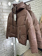 Стильна куртка на синтепоні 200, тканина "Екошкіра" 46, 48, 50 розмір 46, фото 3