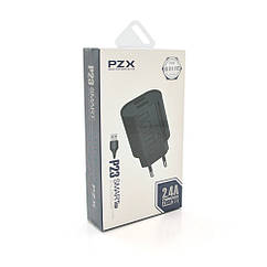 Набір 2 в 1 СЗП With iPhone Cable 110-240V PZX P23, 2xUSB, 2,4A, Black, Blister-box (1707910635)