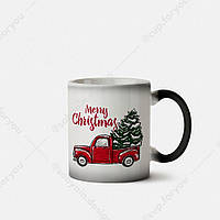 Чашка рождественская с принтом "Merry Christmas Red Car", 330 мл Хамелеон магическая