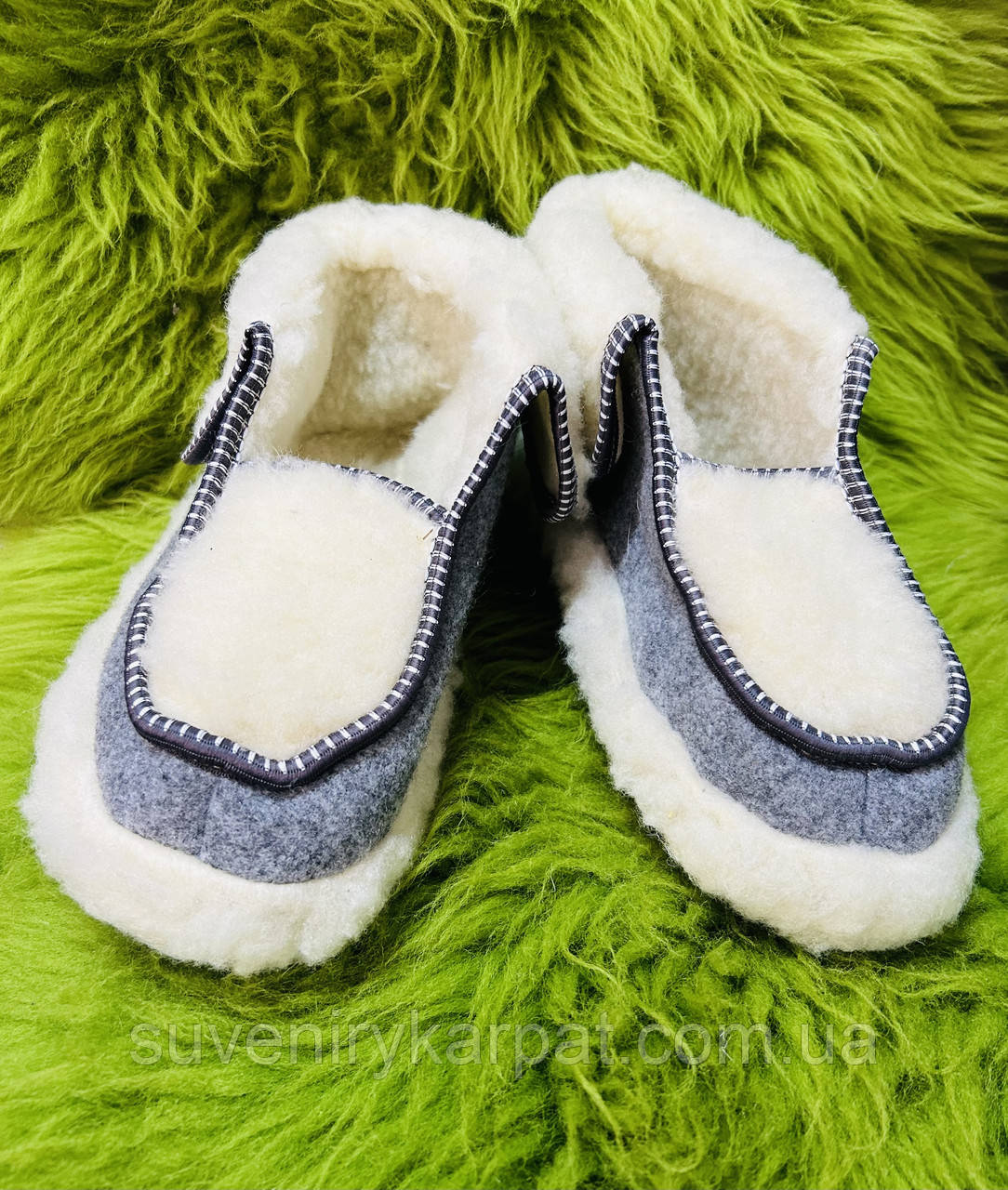 Чуні-капці з овечої вовни гумова підошва від 36 до 45 розміри, фото 1