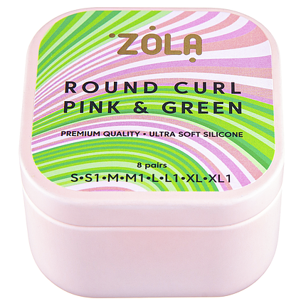 Валики для ламінування вій ZOLA Round Curl Pink-Green, 8 пар, фото 1