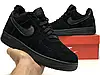 Чоловічі зимові кросівки Nike Air Force 1 Low Black з хутром взуття Найк Форс чорні замшеві теплі, фото 3