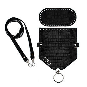 Комплект для сумки Монік зі шкіри, колір Чорна рептилія