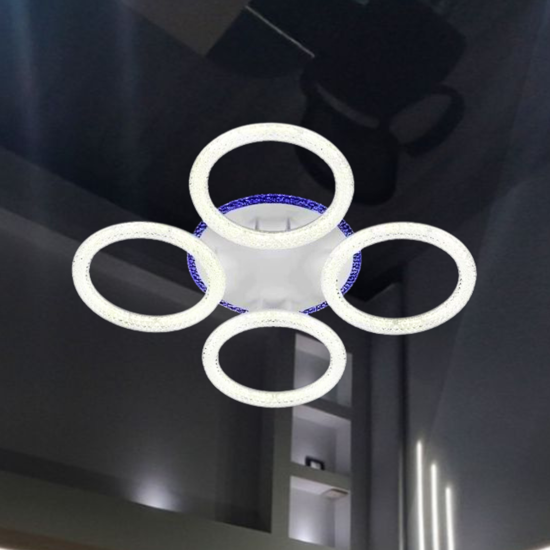 Cтельова Led люстра з кольоровою підсвіткою SVET 148W до 25 кв.м колір Білий SC-3621/4C WH+3color
