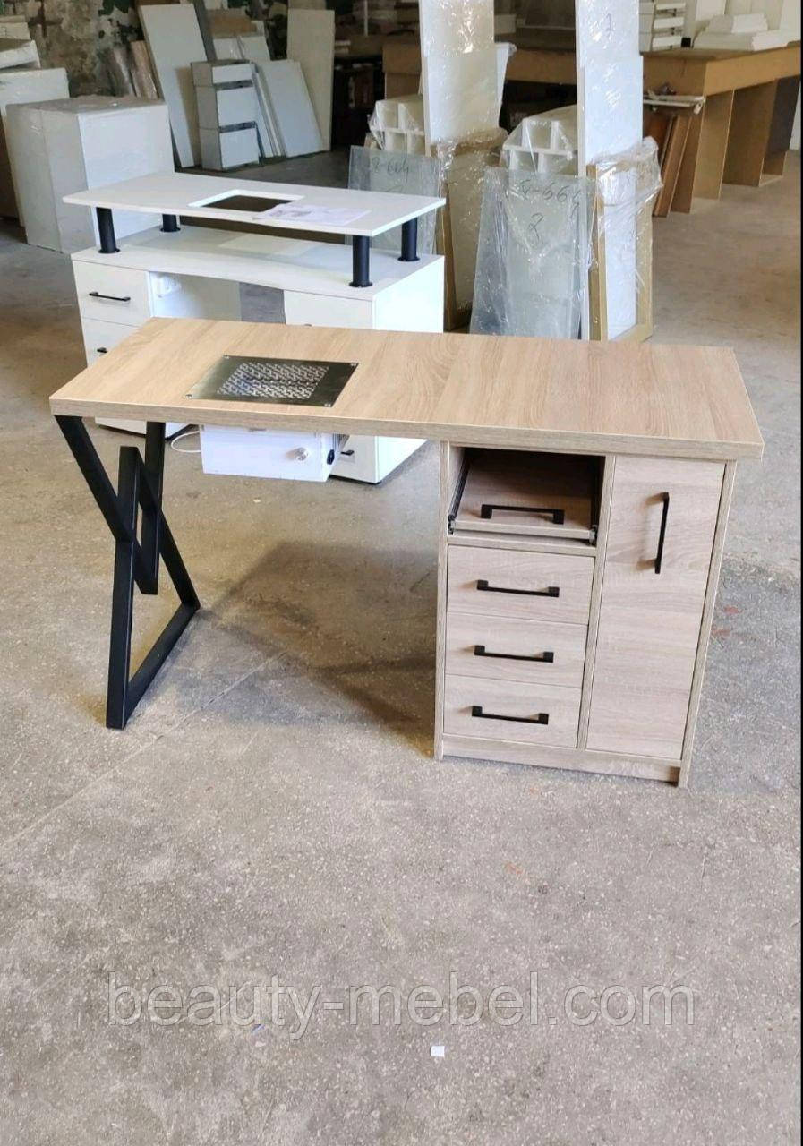 Манікюрний стіл в стилі loft на металевій ніжці з шухлядою Карго, фото 1