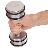 Гантель для фітнесу 5 кг хромована Record (1 шт.) DB5202-5, фото 4