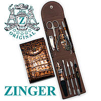 Набор маникюрный Zinger дорожный 9 инструментов футляр кожа на кнопке